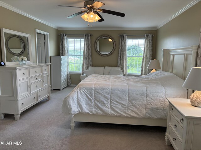 215 Red Fox Dr, Duncansville, PA 16635 - carpeted bedroom with crown molding, multiple windows, and a ceiling fan