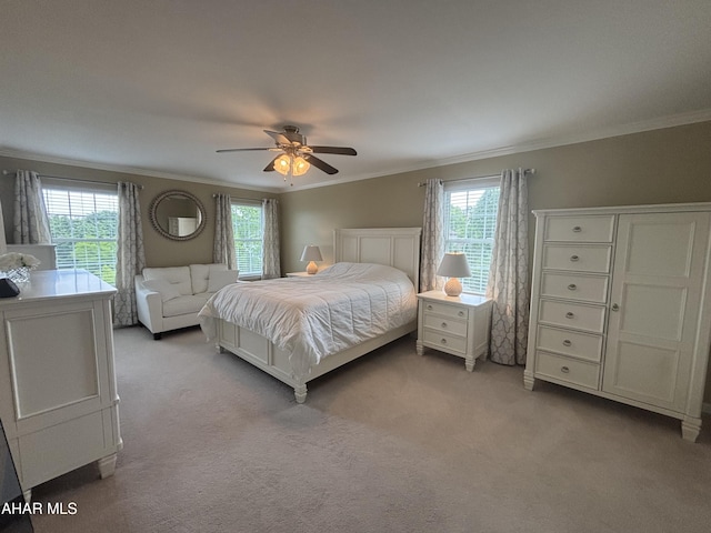 215 Red Fox Dr, Duncansville, PA 16635 - carpeted bedroom with ornamental molding, multiple windows, and a ceiling fan