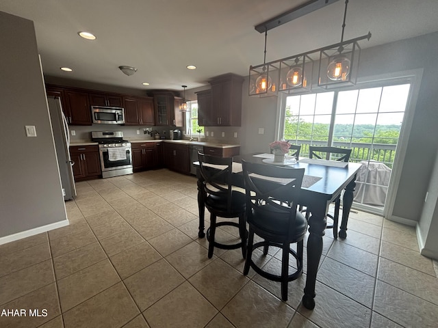 215 Red Fox Dr, Duncansville, PA 16635 - dining room featuring baseboards, recessed lighting, and light tile patterned floors
