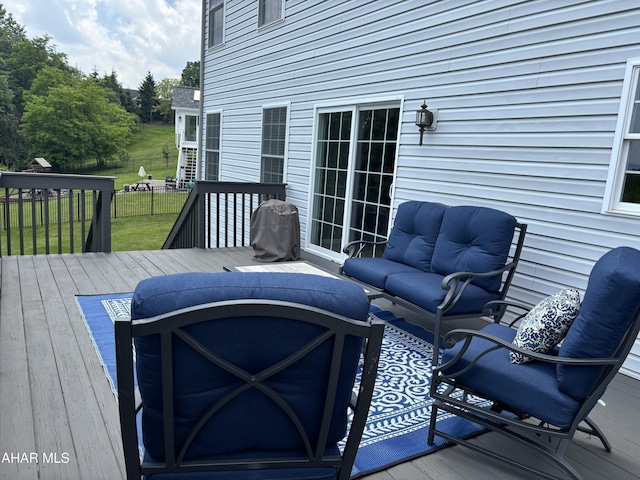 215 Red Fox Dr, Duncansville, PA 16635 - wooden terrace with outdoor lounge area and a lawn