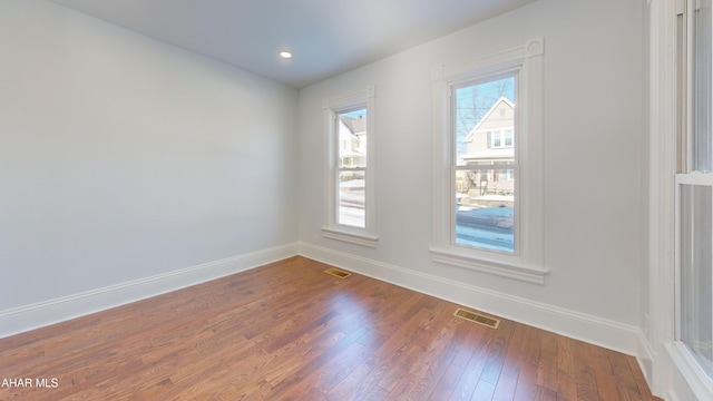 spare room featuring wood-type flooring