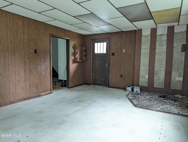 225 Mickel Ln, Duncansville, PA 16635 - entrance foyer with wooden walls, stairs, and a paneled ceiling