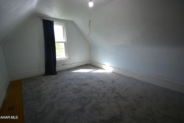 additional living space featuring carpet floors and vaulted ceiling