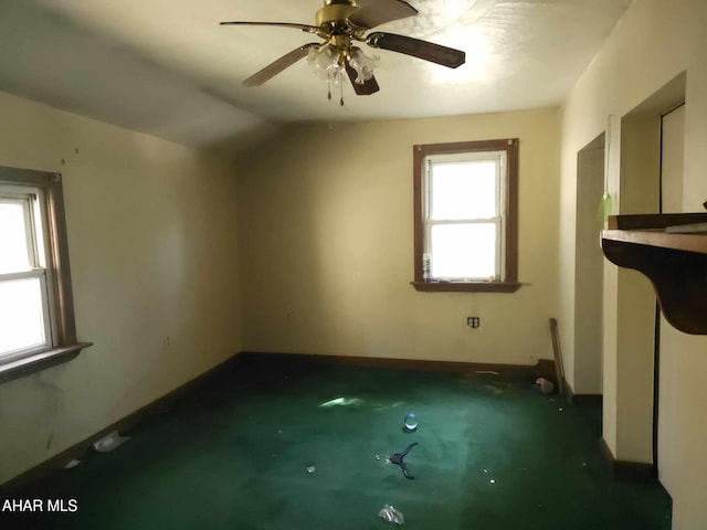 4924 Colonel Drake Hwy, Ashville, PA 16613 - additional living space featuring carpet floors, baseboards, lofted ceiling, and ceiling fan
