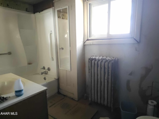 4924 Colonel Drake Hwy, Ashville, PA 16613 - full bathroom with radiator, shower / washtub combination, and vanity