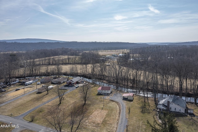 aerial view featuring a mountain view