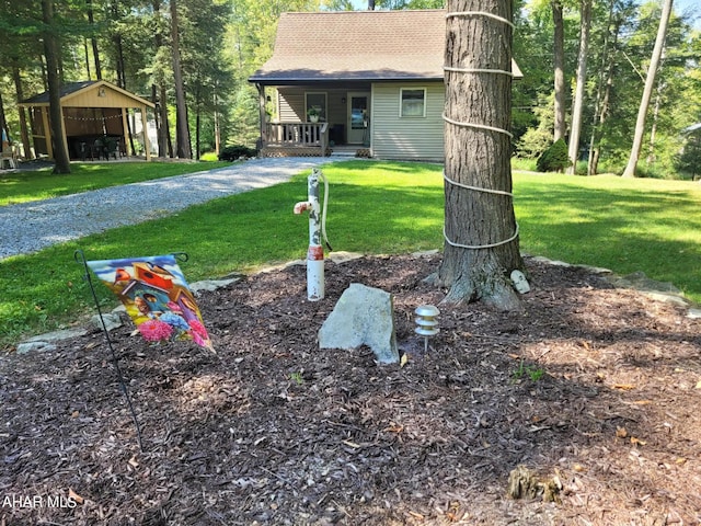 view of yard with a porch