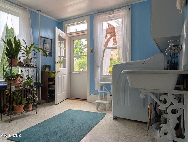902 Main St, Saxton, PA 16678 - entryway featuring healthy amount of natural light and ornamental molding