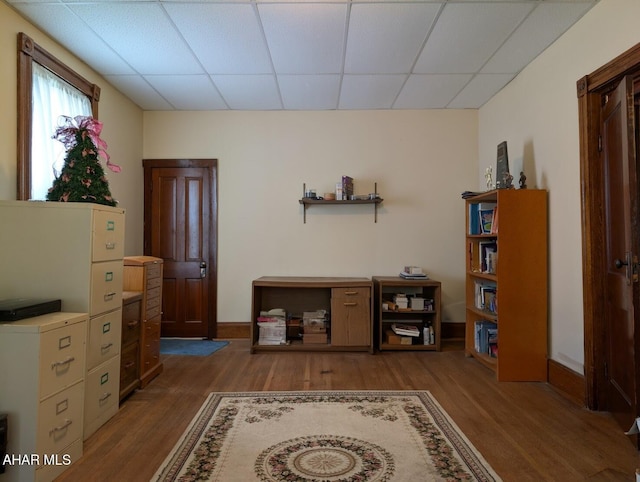 902 Main St, Saxton, PA 16678 - office area with wood finished floors, a drop ceiling, and baseboards