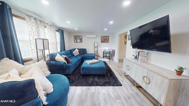 829 Ashcroft Ave, Cresson, PA 16630 - living area featuring recessed lighting, light wood-style flooring, and an AC wall unit