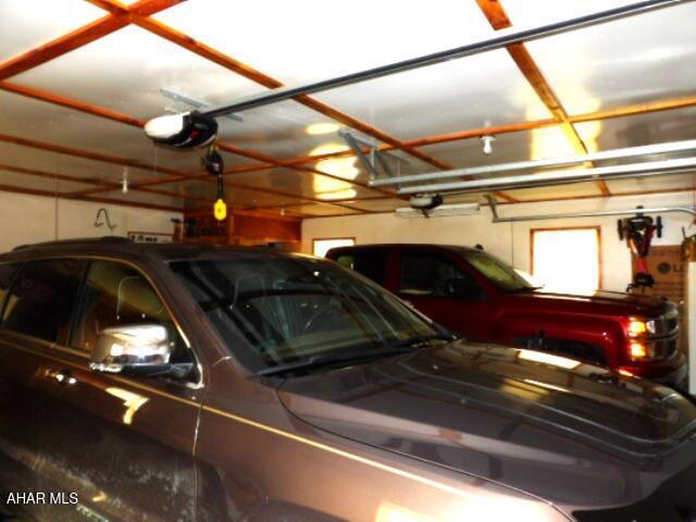 garage with a garage door opener