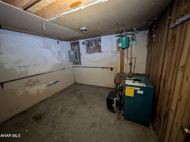 basement with electric panel