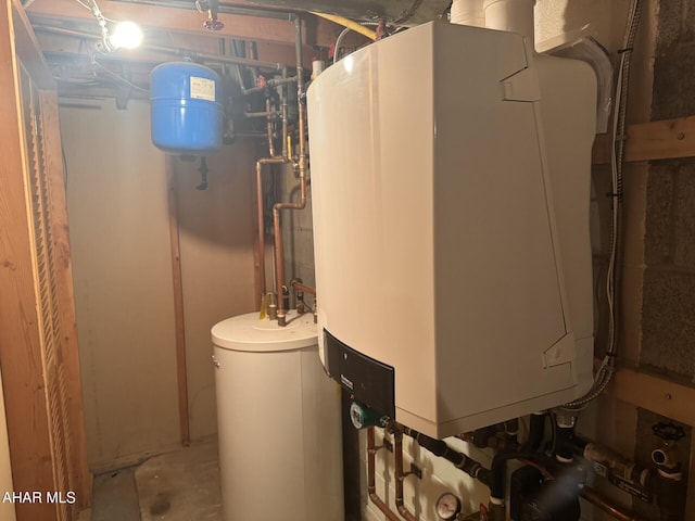 utility room with water heater