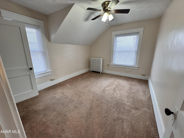 2123 2nd Ave, Altoona, PA 16602 - bonus room with ceiling fan, radiator, baseboards, lofted ceiling, and carpet flooring