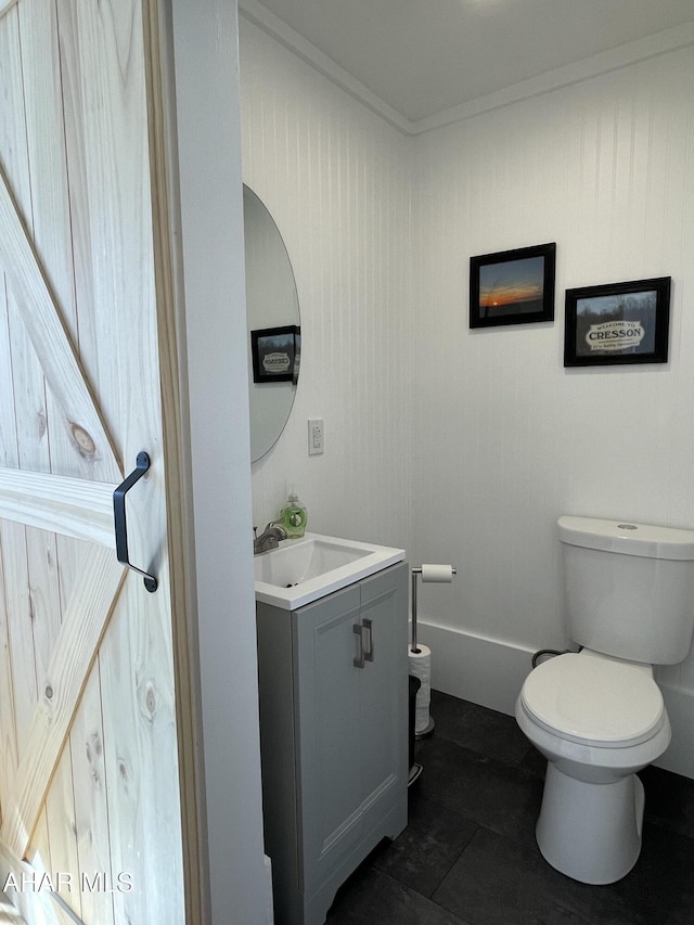 510 Ashcroft Ave, Cresson, PA 16630 - bathroom with vanity, ornamental molding, and toilet