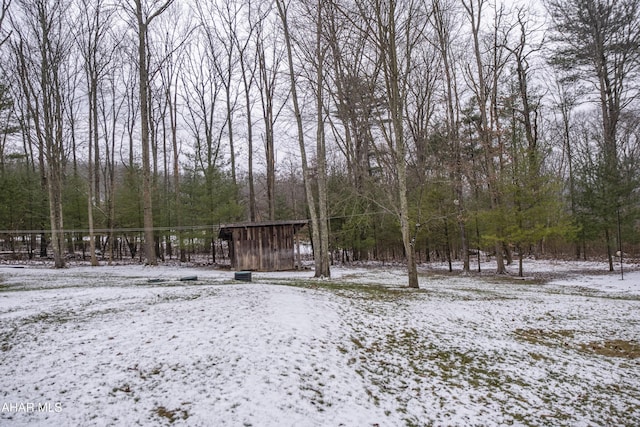 view of yard covered in snow