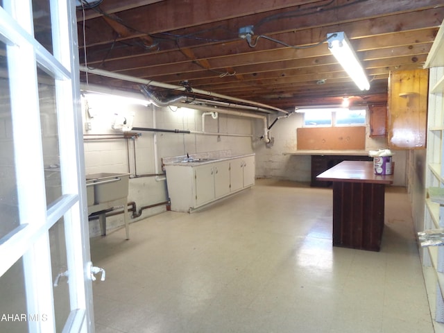 basement featuring tile patterned floors