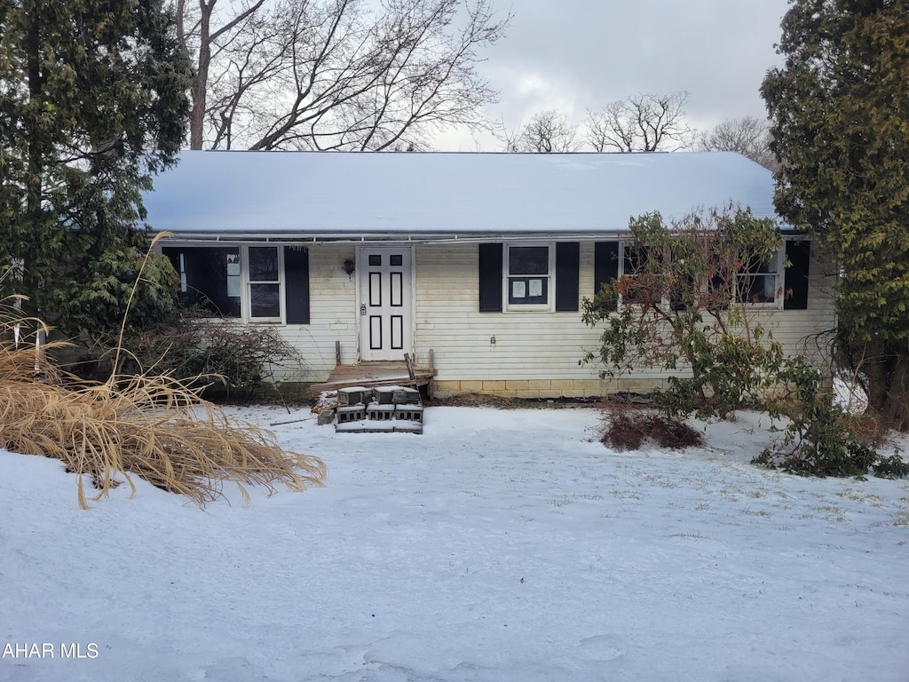 view of single story home