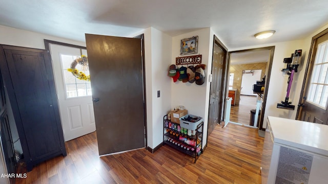 foyer entrance featuring wood finished floors