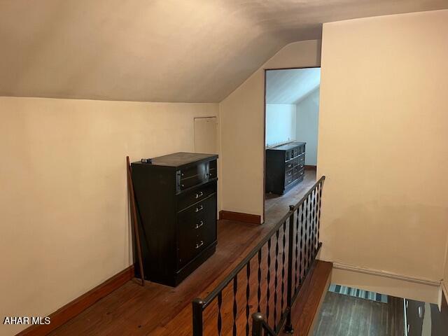 6331 Hyndaman Rd, Buffalo Mills, PA 15534 - hallway featuring lofted ceiling and wood finished floors