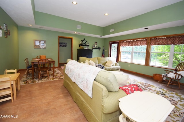 living room featuring light hardwood / wood-style flooring