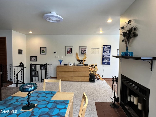 view of carpeted dining room