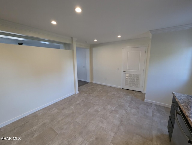 basement with crown molding