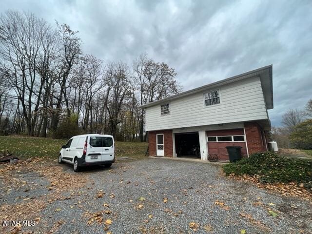 exterior space featuring a garage