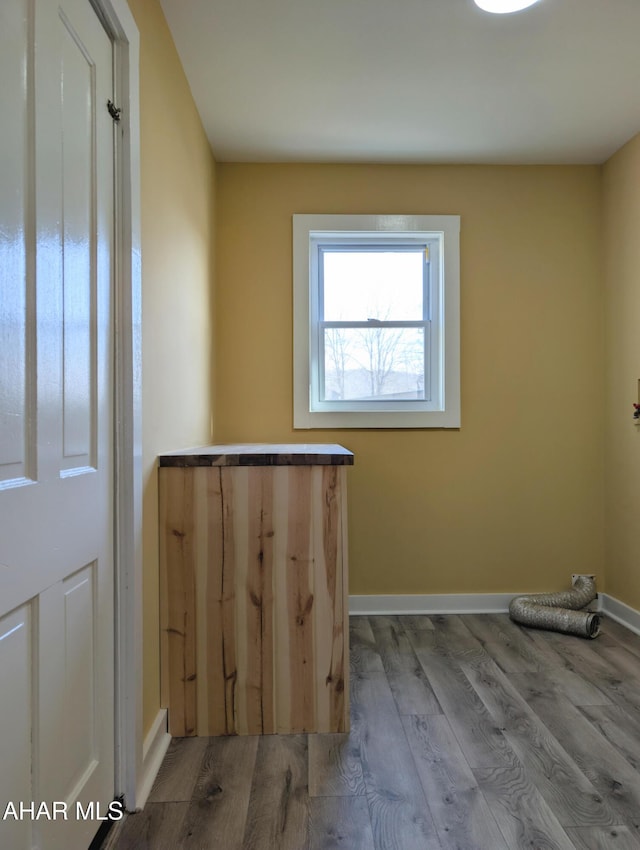 laundry room featuring wood-type flooring