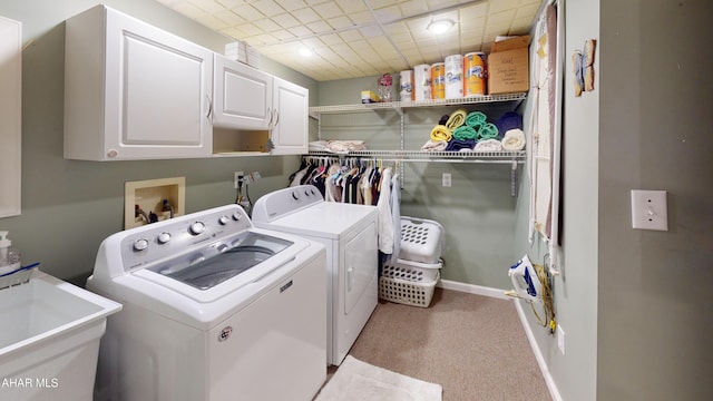 4701 Lynndale Rd, Altoona, PA 16602 - laundry area with washer and clothes dryer, cabinet space, and light carpet