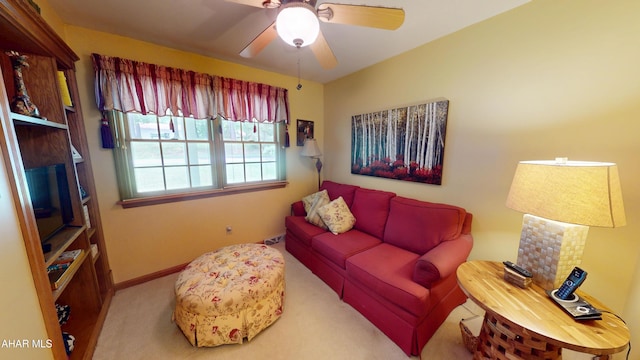 4701 Lynndale Rd, Altoona, PA 16602 - carpeted living room featuring a ceiling fan and baseboards