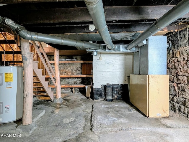 basement with electric water heater