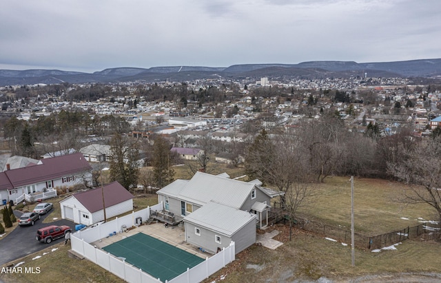 aerial view with a mountain view