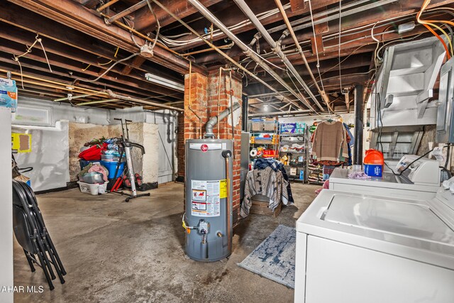 1108 22nd Ave, Altoona, PA 16601 - unfinished basement featuring water heater and washing machine and clothes dryer