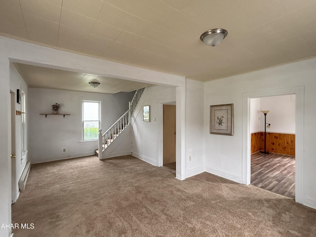 6 B St, Coudersport, PA 16915 - spare room with carpet flooring, stairway, and baseboard heating