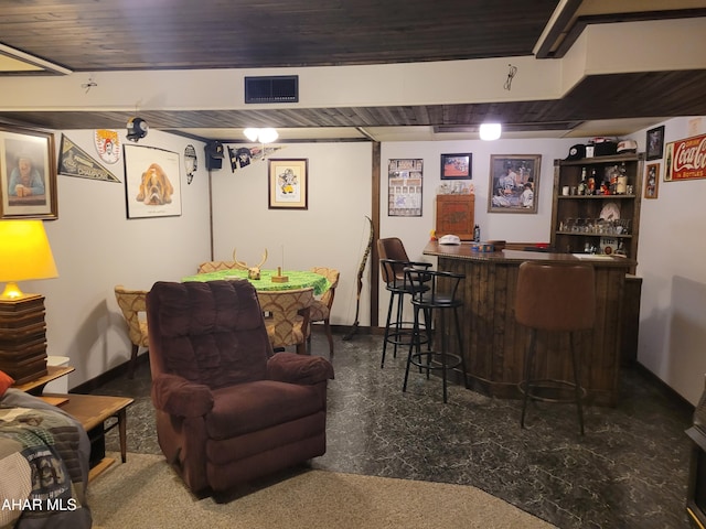 bar with visible vents and a dry bar