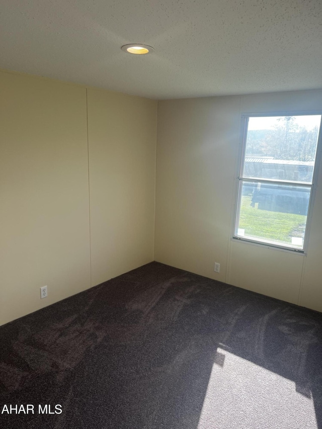 carpeted spare room featuring a textured ceiling