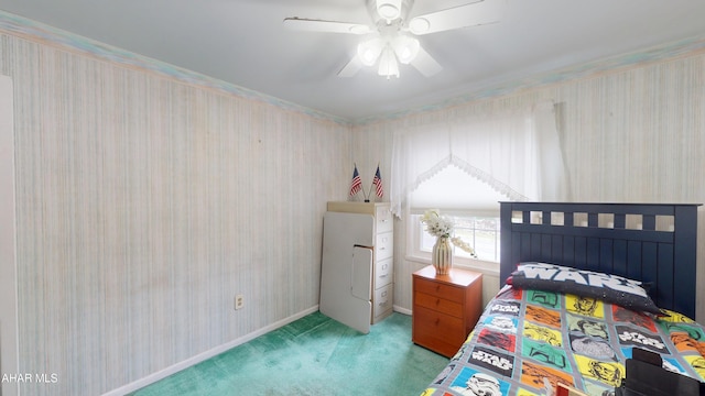3339 Sylvan Heights Dr, Hollidaysburg, PA 16648 - carpeted bedroom featuring wallpapered walls and a ceiling fan