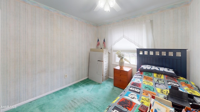 3339 Sylvan Heights Dr, Hollidaysburg, PA 16648 - carpeted bedroom featuring wallpapered walls and a ceiling fan