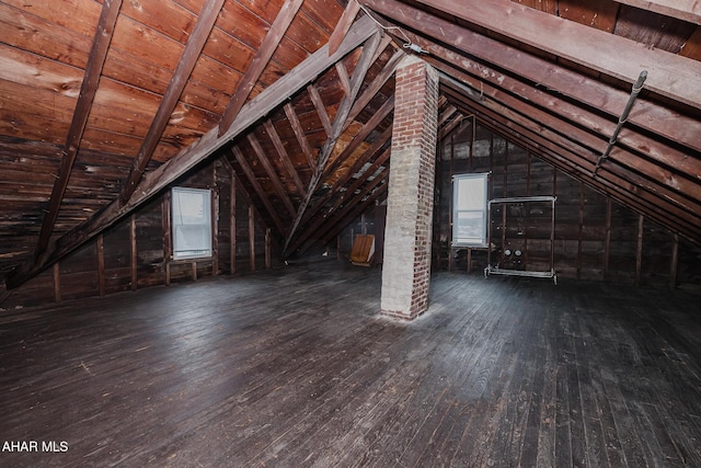 view of unfinished attic