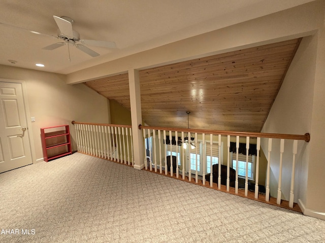 216 Red Fox Dr, Duncansville, PA 16635 - bonus room with ceiling fan, lofted ceiling, carpet floors, baseboards, and recessed lighting