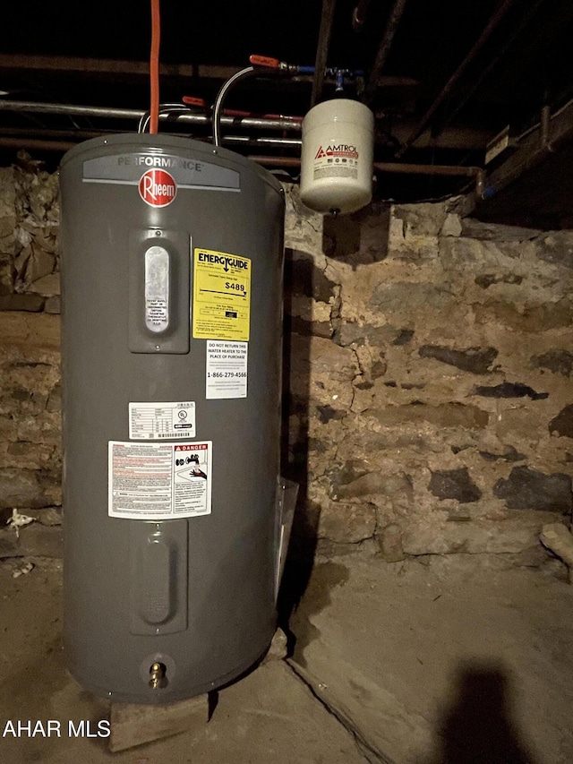 utility room with water heater