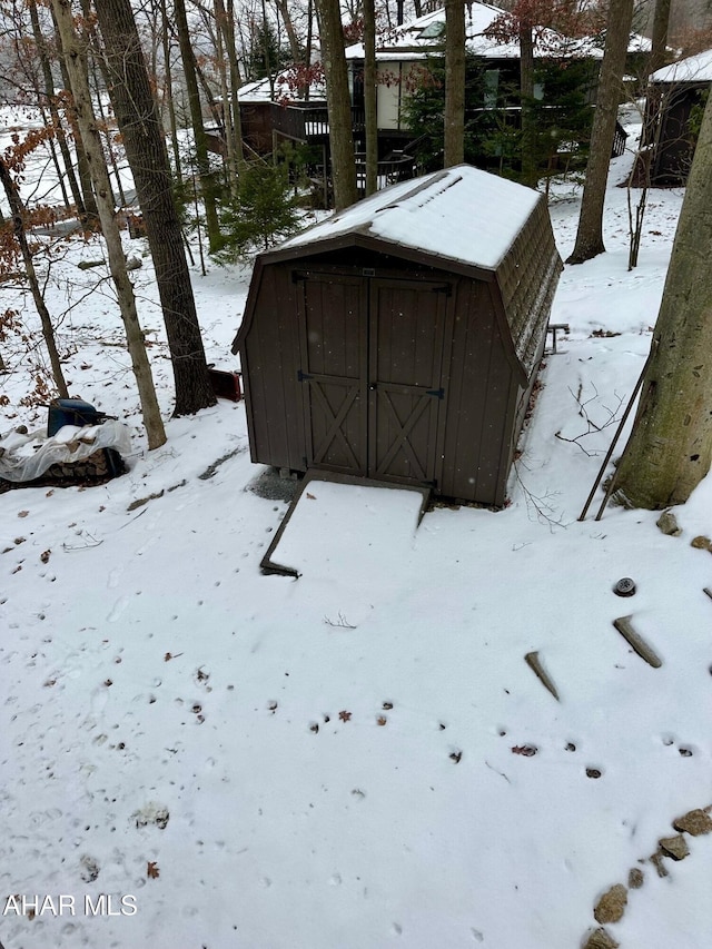 view of snow covered structure