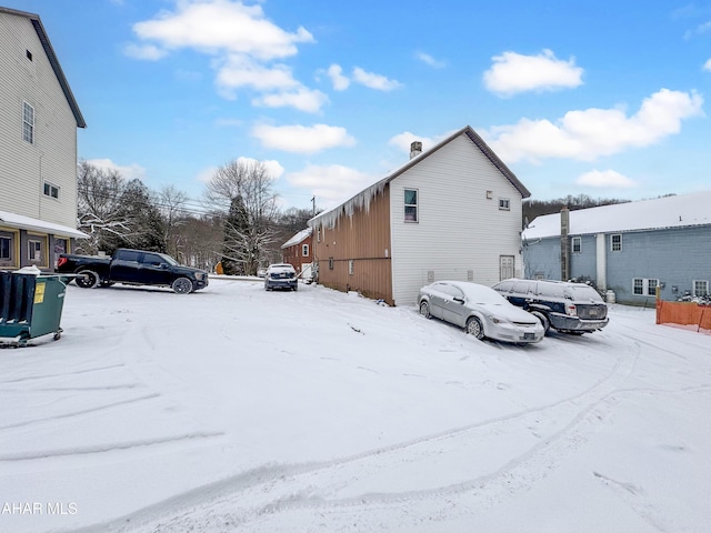 view of snow covered exterior