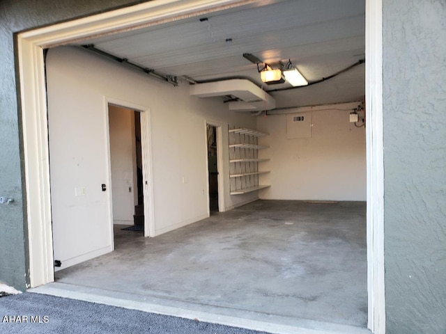 garage with a garage door opener