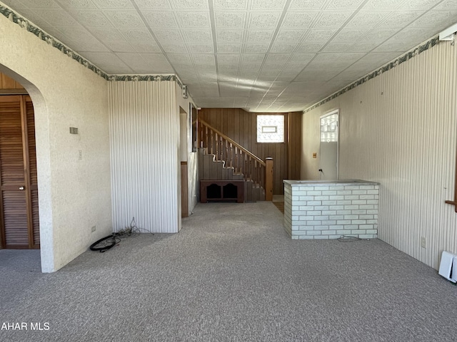 basement with carpet floors