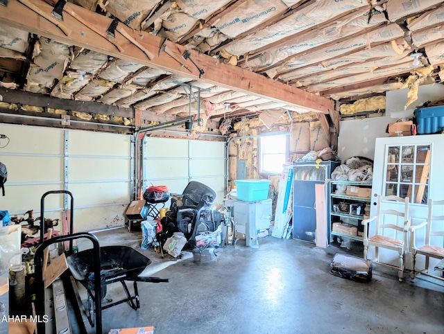 garage with a garage door opener