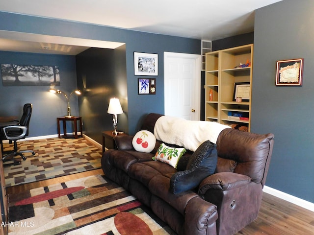 living room with hardwood / wood-style floors