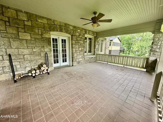 3405 Crescent Rd, Altoona, PA 16602 - view of patio / terrace with ceiling fan and french doors