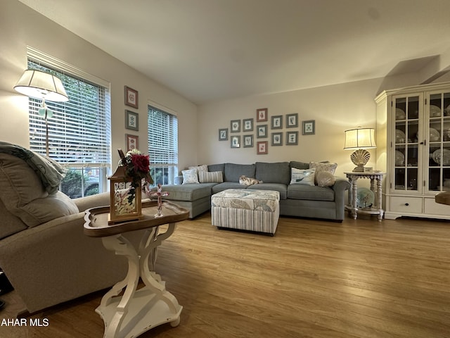 living room featuring light wood-type flooring